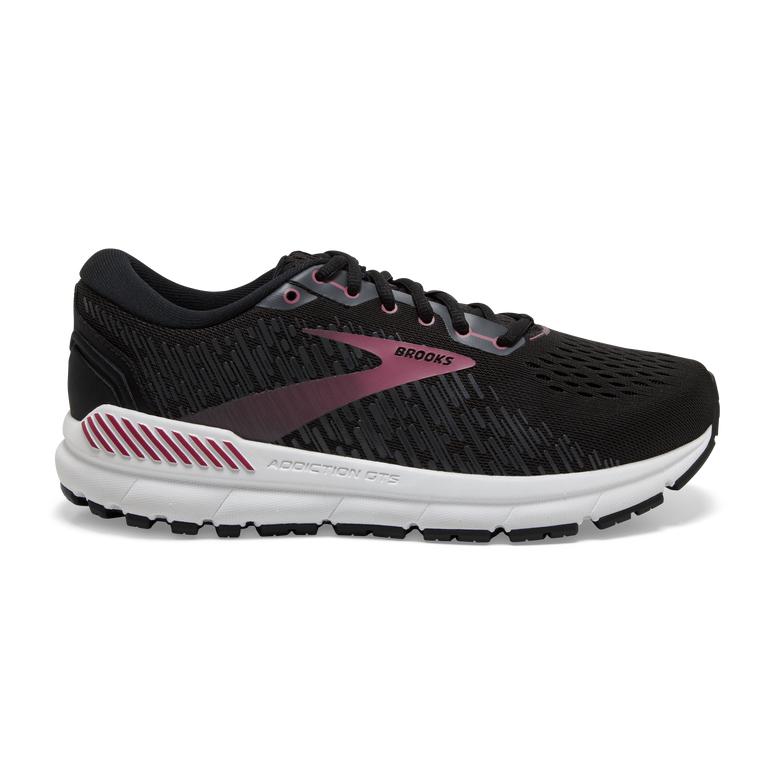 Brooks Addiction GTS 15 Womens Road Running Shoes - Black/Ebony/grey Charcoal/Mauvewood Burgundy - I